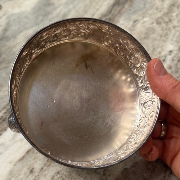 Vintage VMC Clear Glass Floral Frog with Silver Plate Stand Denmark France - Picture 4 of 10